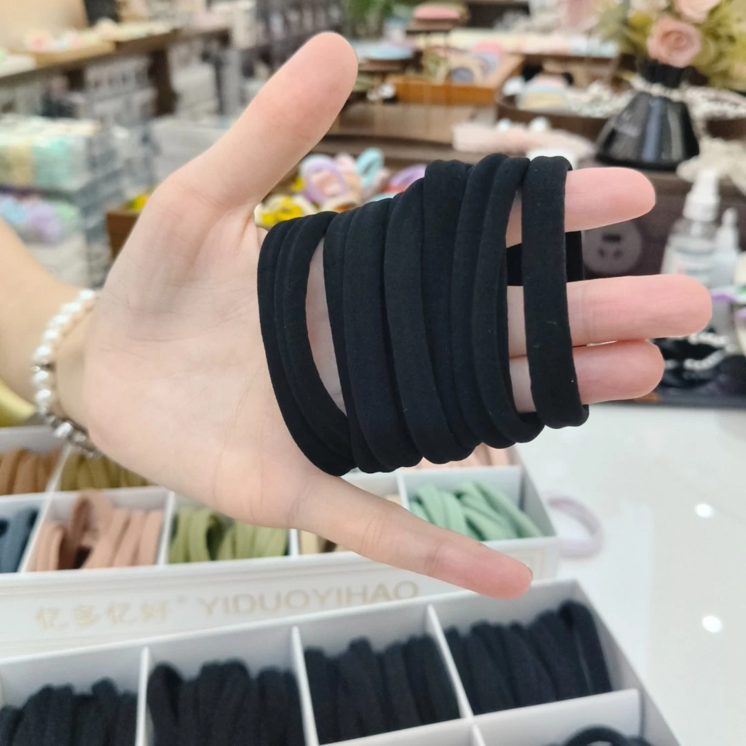 高弹力黑色面膜发圈一包10根