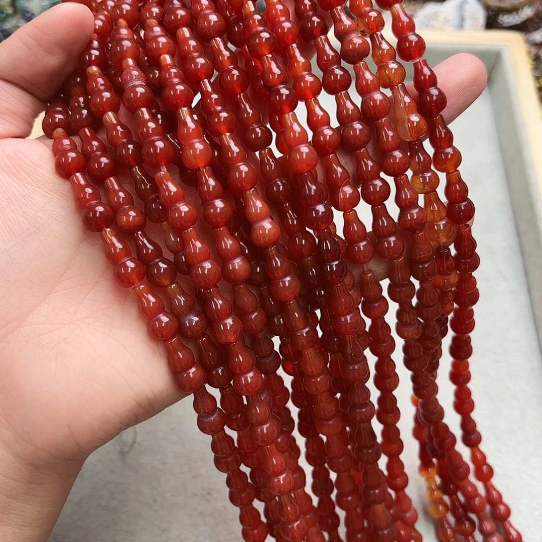 玛瑙/玉髓未镶嵌珠宝半成品8×16红玛葫芦一条