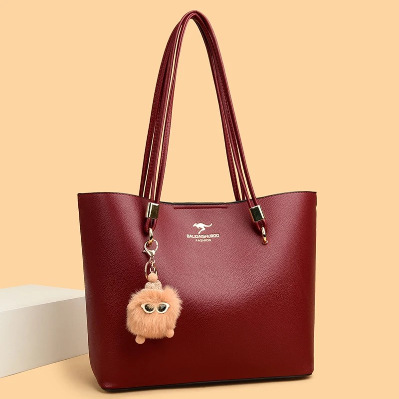 正品玫瑰袋鼠托特包女士皮包2025新款时尚百搭上班通勤单肩包软皮