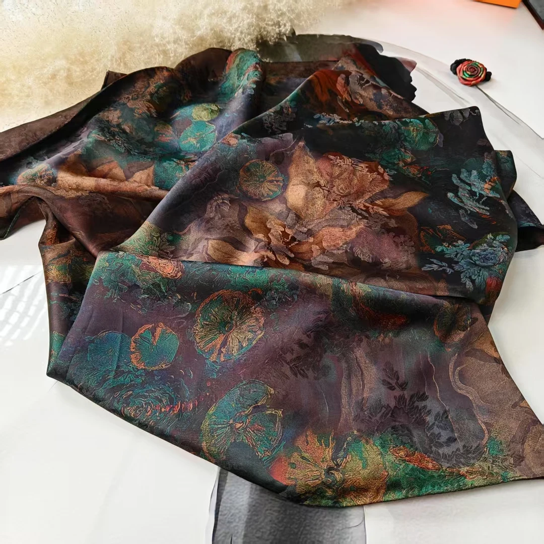 新款【拂霓裳】140*140重锻老料香云高货重磅国风高端丝巾-D12