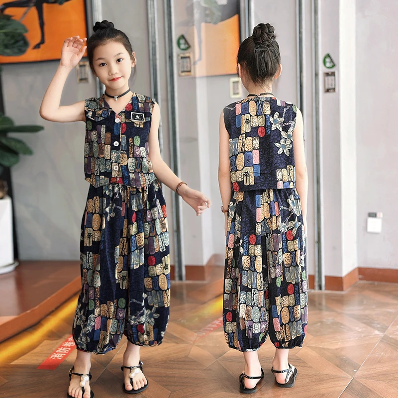 女童夏装套装2025年款儿童服装中大童两件套洋气小女孩子衣服韩版