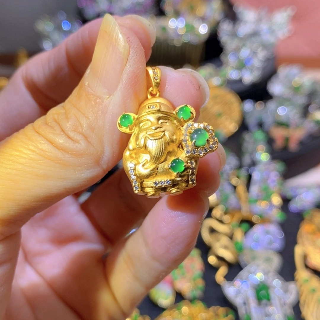 吊坠(不含链)银S925镶嵌翡翠