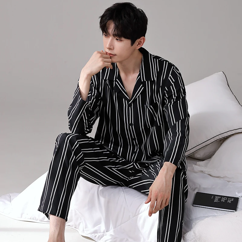 睡衣男士春秋款长袖夏季薄款男生夏天四季可穿家居服套装