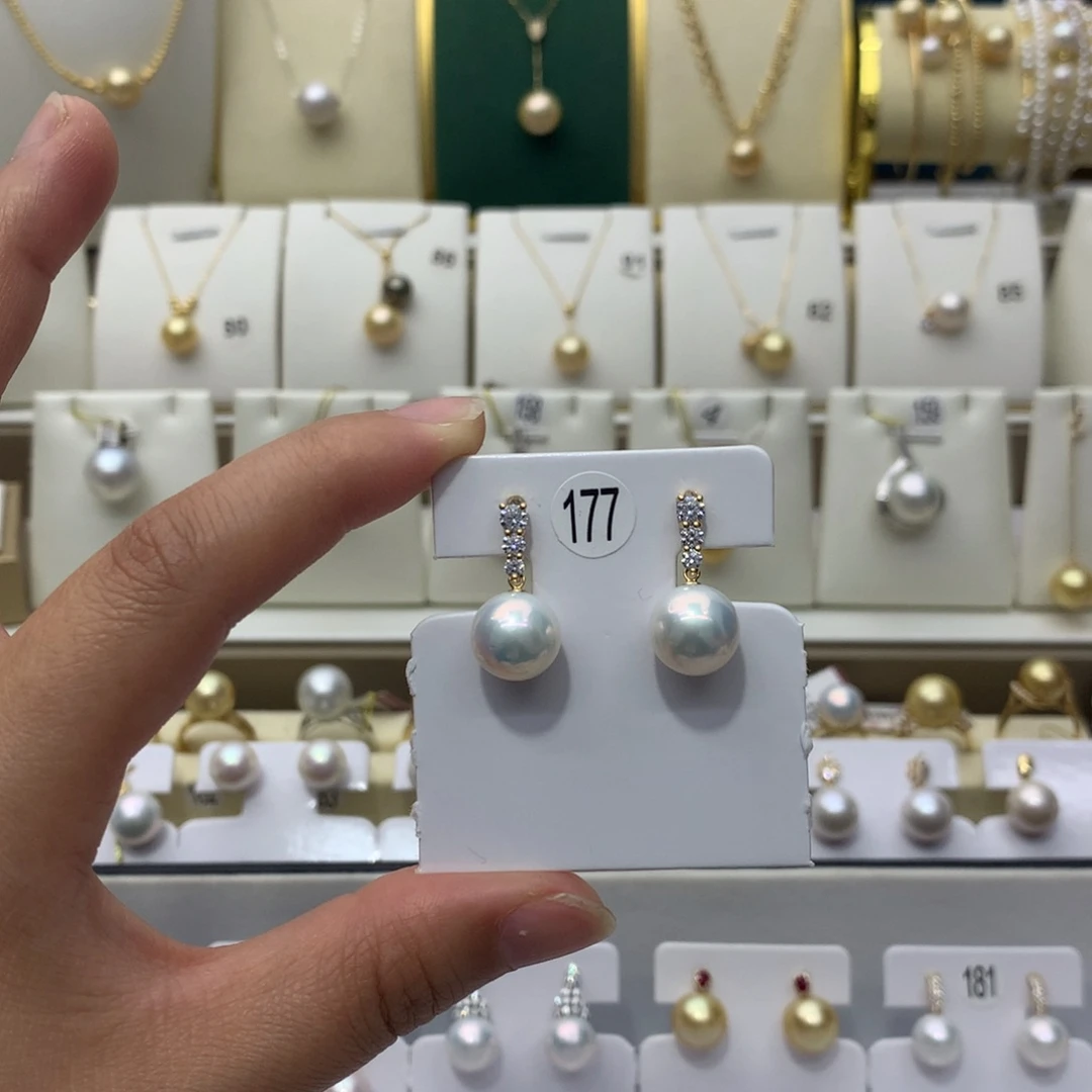 淡水珍珠耳饰18K金镶嵌