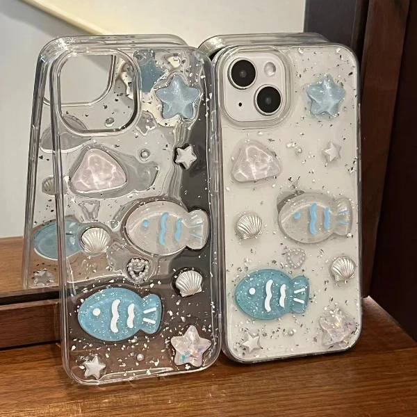 GGBond滴胶海洋小鱼适用苹果16promax手机壳iPhone15/14/13可爱12
