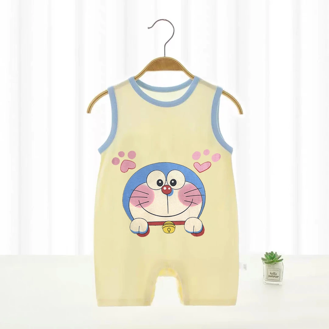 动物卡通无袖造型优可丝弹性透气宝宝夏季薄款婴儿夏季无袖连体衣