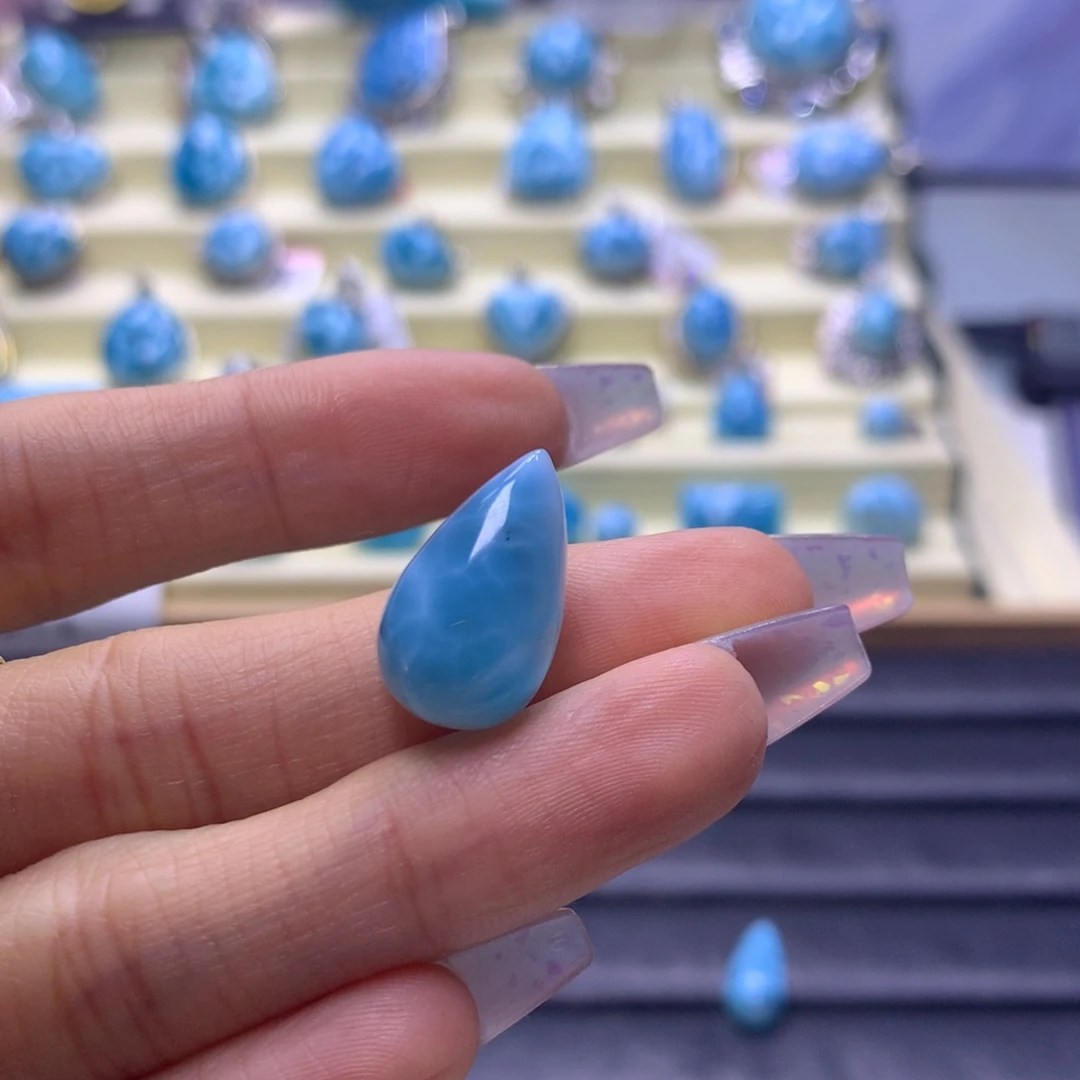 未镶嵌针钠钙石（海纹石）珠宝奇石水滴19*11色差略异