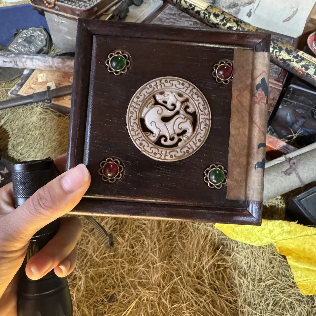 【闪购商品】镶嵌四宝木盒複古風工藝方形完整