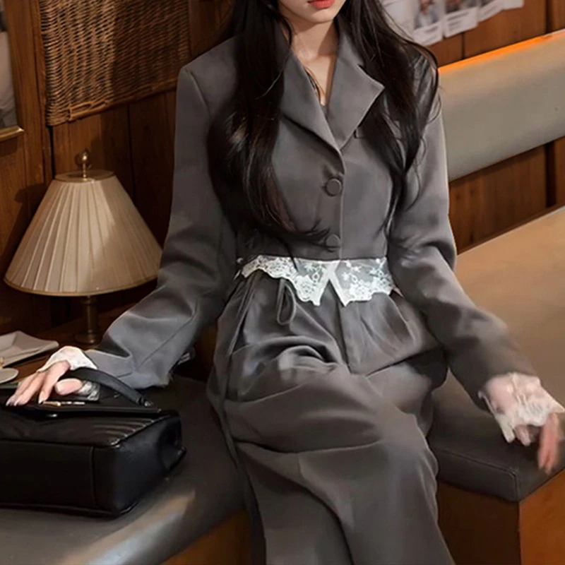 显瘦气质时尚小众收腰设计感长袖轻奢高腰职业名媛法式复古设计师