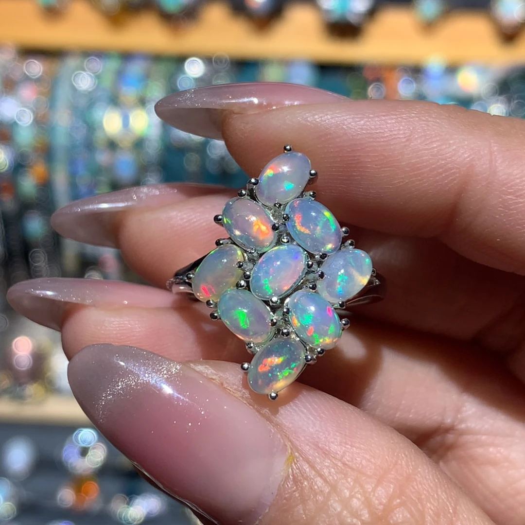 欧泊福利戒指银S925镶嵌