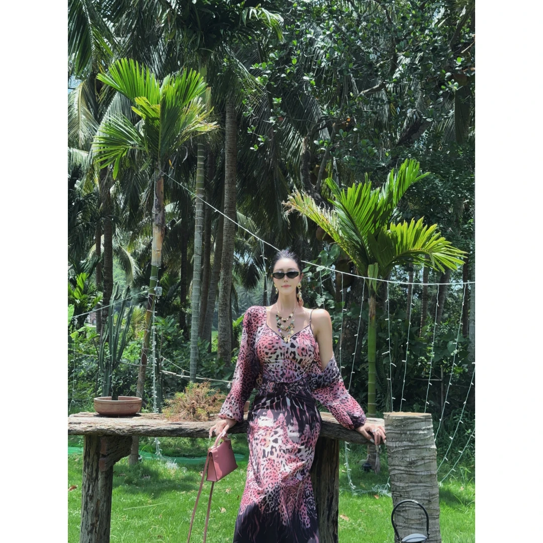 DUOMI【夏日少女】紫两色披肩胸褶褶吊带连衣裙两件套TZ13904