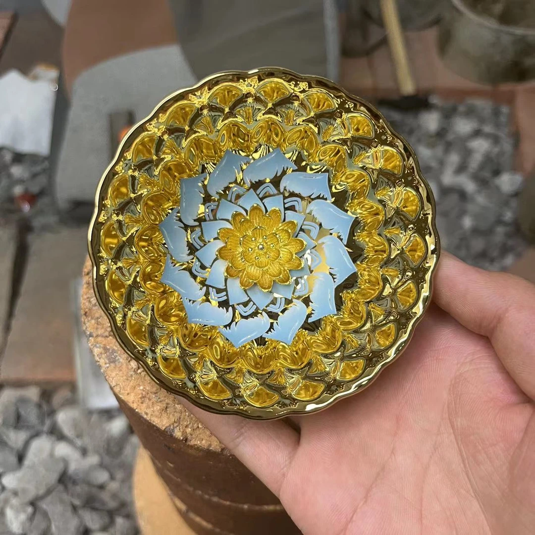 手工茶器 金玉满堂蓝色妖姬主人杯