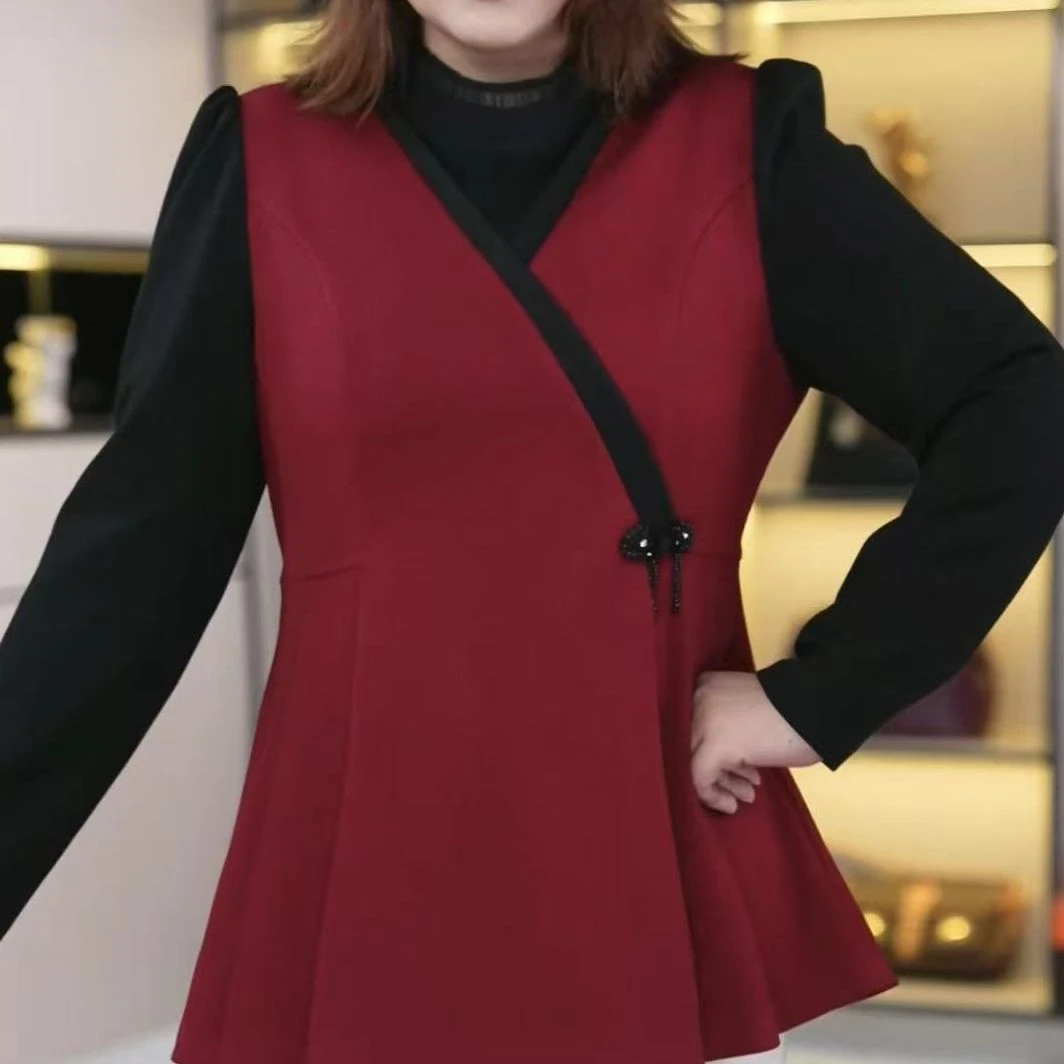 苏兰诺大码女装秋季新款洋气时尚假两件显瘦气质上衣YC251289