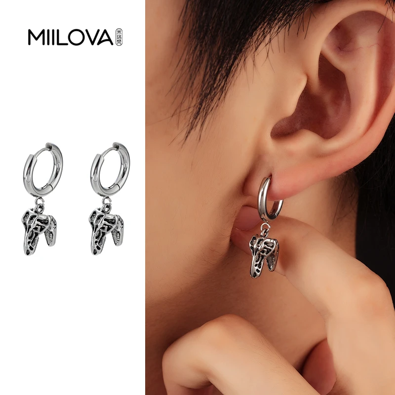 钛钢耳饰 蛇头耳环男痞帅百搭欧美时尚复古耳扣女朋克风小众设计