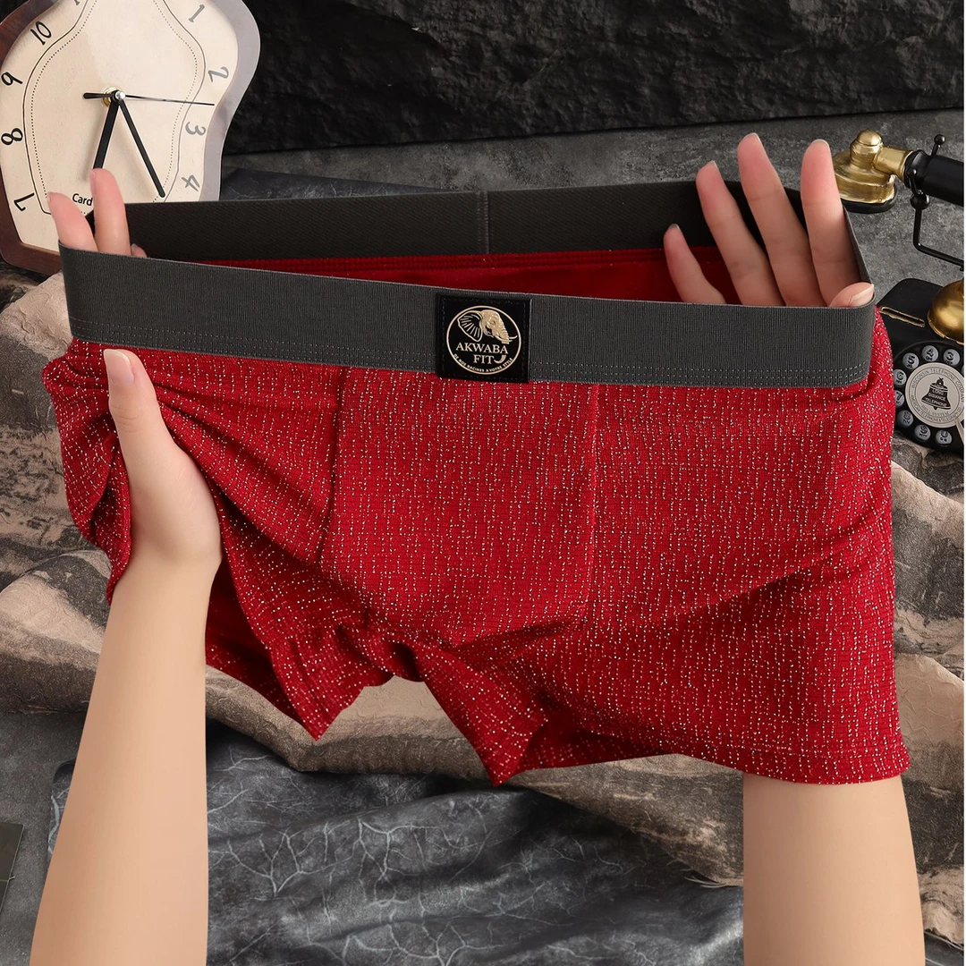 马年本命年男士平角内裤个性四角裤男式中腰运动短裤大码平角裤