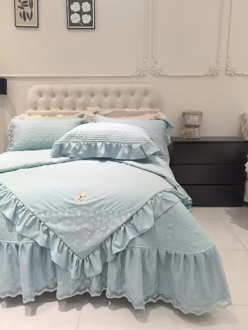 富婆多功能-四件套两用主播展示为主蕾丝床上用品四件套春夏冬