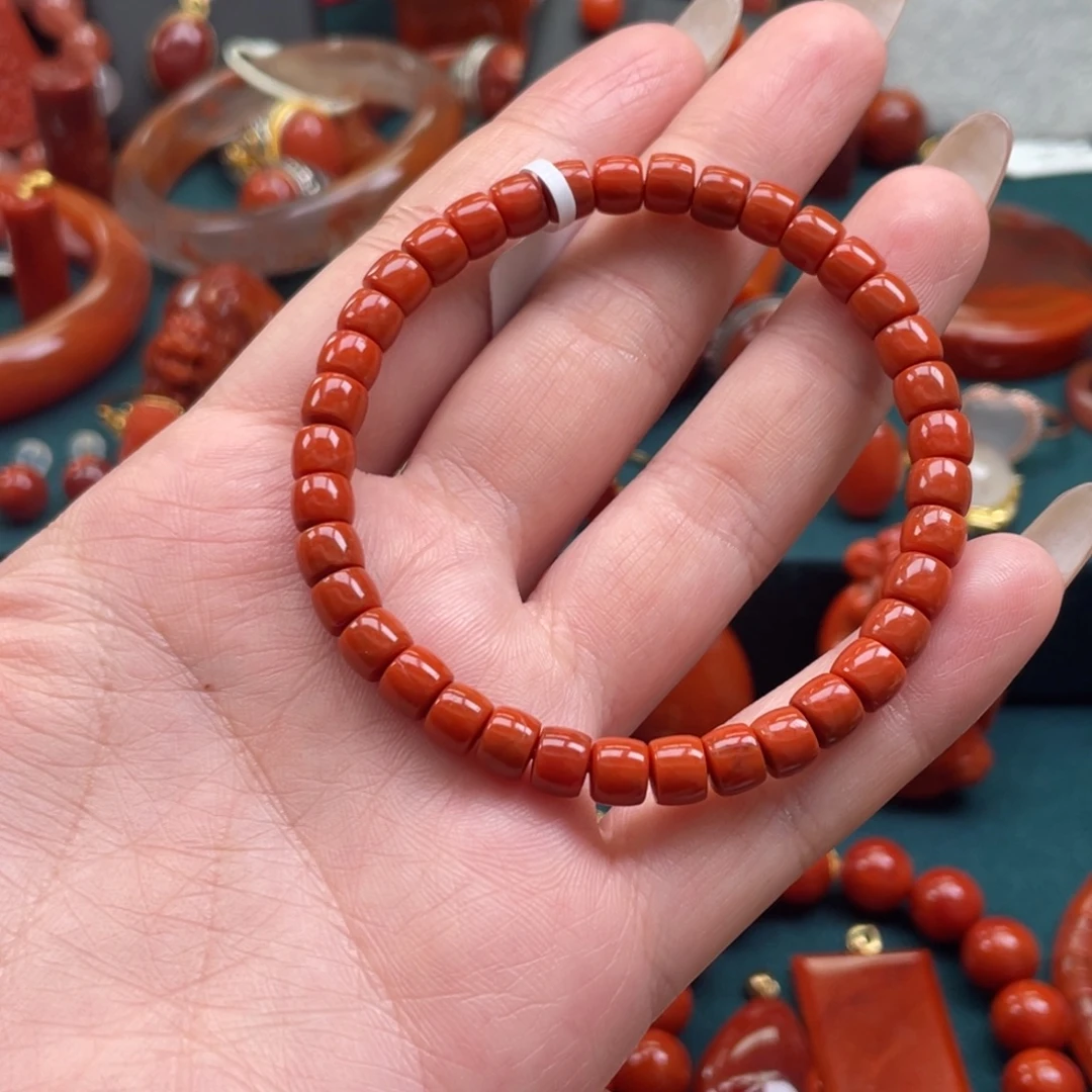 南红玛瑙未镶嵌川料南红直切单圈手串5mm