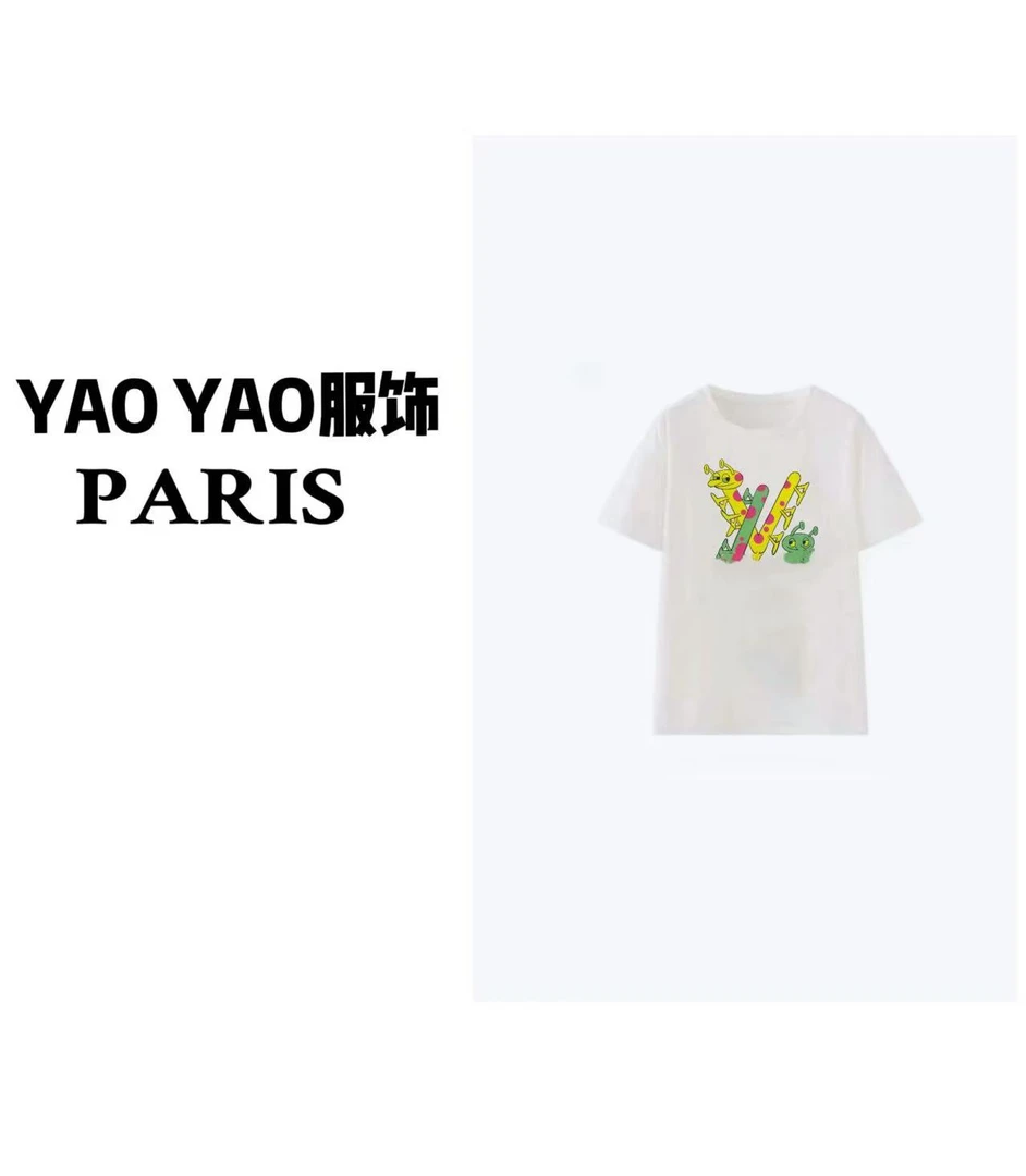 【YAOYAO】 赛博虫虫 时尚百搭短袖 夏季新款立体手工烫钻工艺