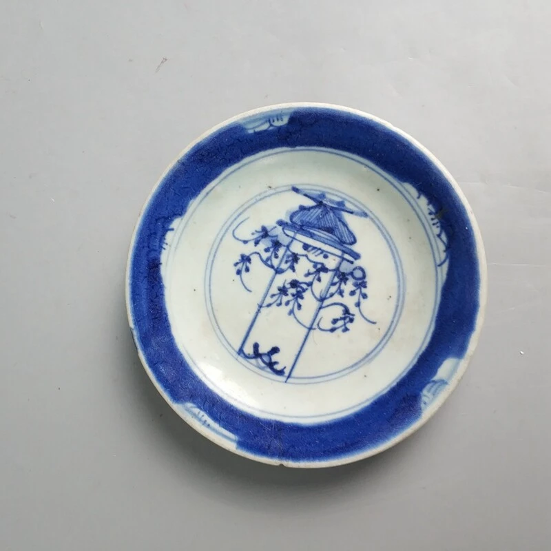 清康熙 青花提篮花小盘-M25JO003716-01