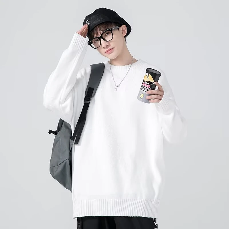 稻草人秋冬男士时尚上衣毛衣休闲针织衫百搭潮牌潮流圆领长袖宽松