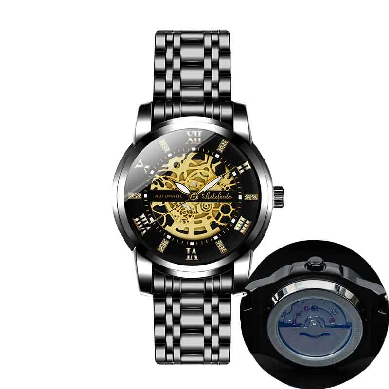 【专柜正品】全黑天王星商务时尚潮流男士手表大背透夜显高档腕表