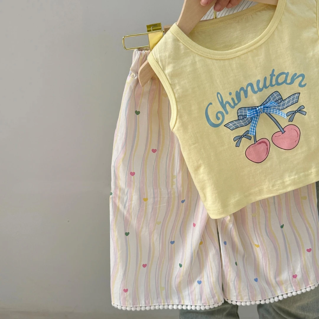 儿童夏季薄新款洋气休闲纯棉套装女童