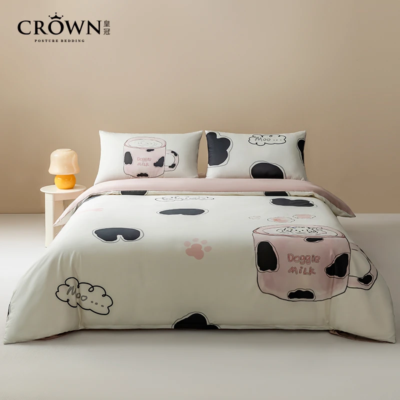 CrowN皇冠全棉四件套50支新疆棉四件套床单被罩枕套学生卡通