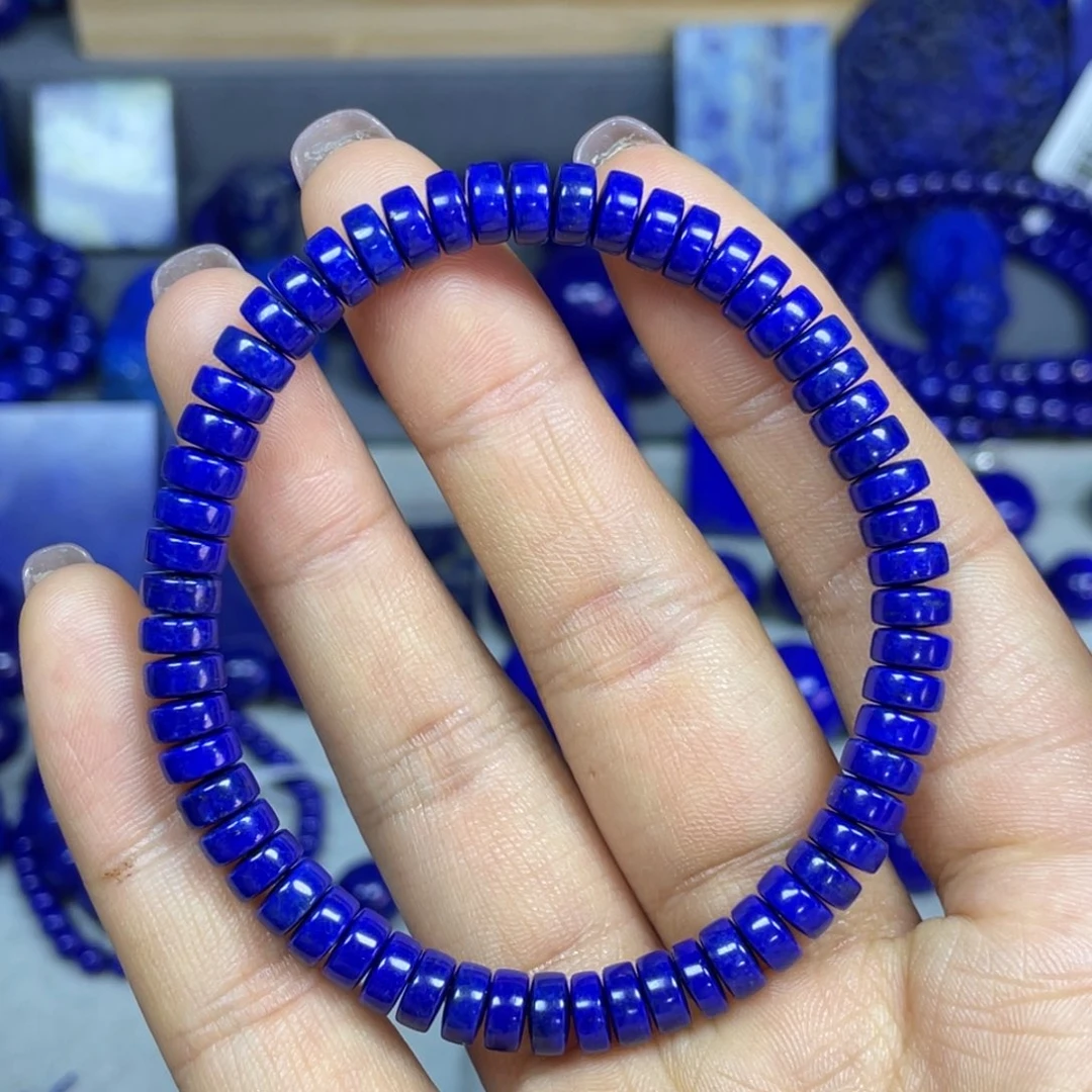 青金石6×3mm直切药片手串未镶嵌筱*