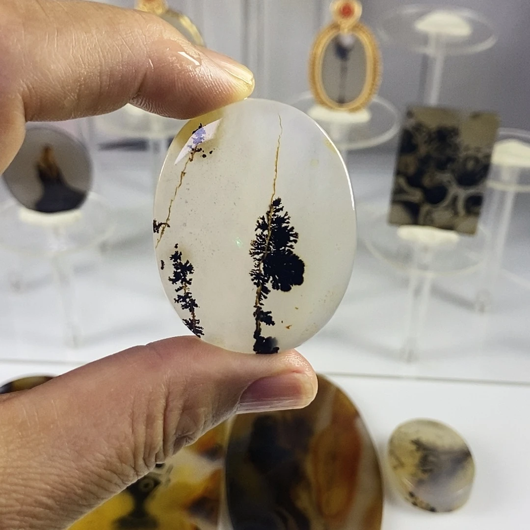 合成碳硅石非金属时尚图纹画面石饰品