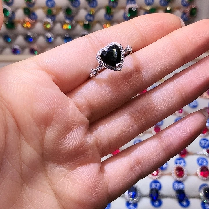 蓝宝石戒指银S925镶嵌11