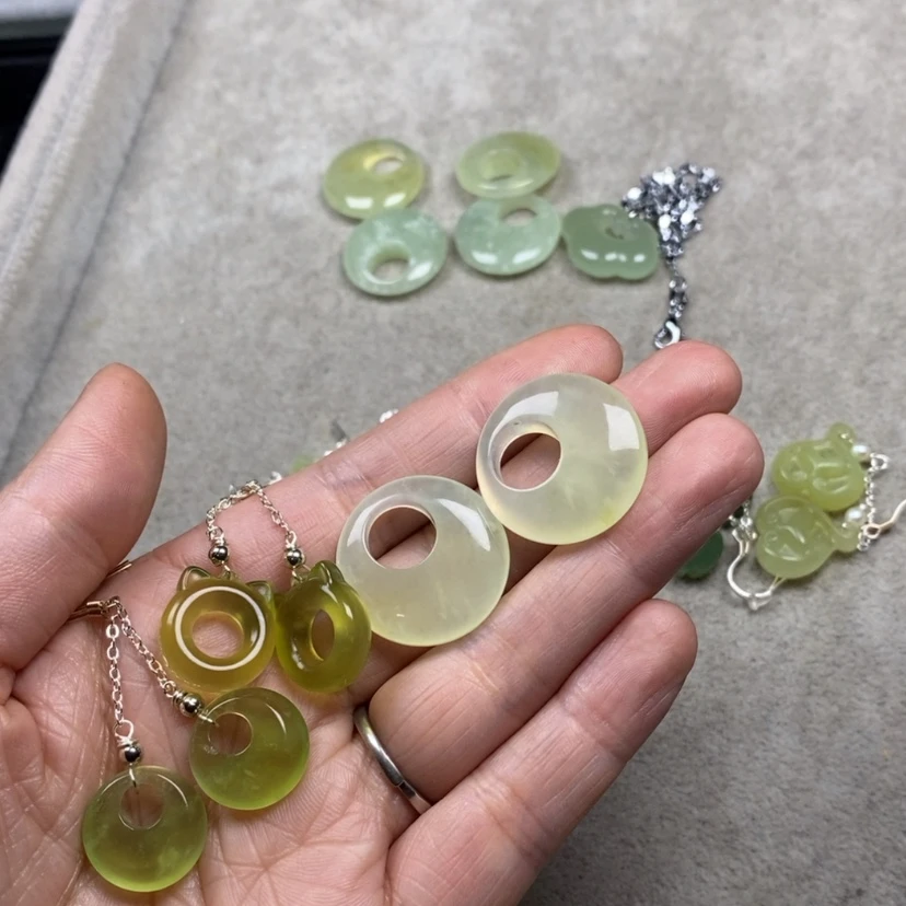 【闪购商品】蛇纹石玉挂件耳饰耳环项链未镶嵌爱*旧