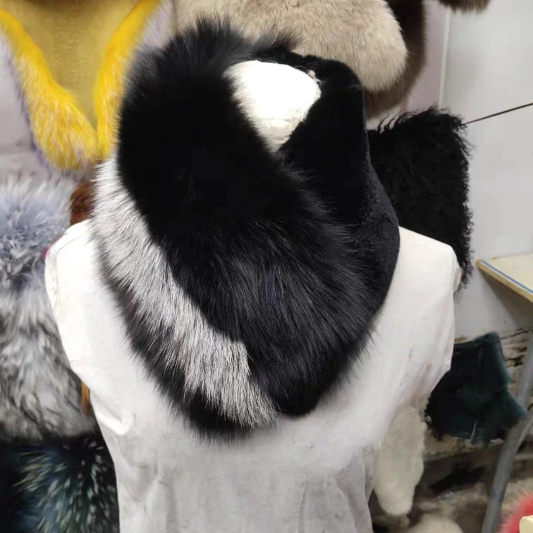 狐狸毛獭兔新款韩版围巾配毛整皮时尚大围脖女士保暖磁扣款毛领子