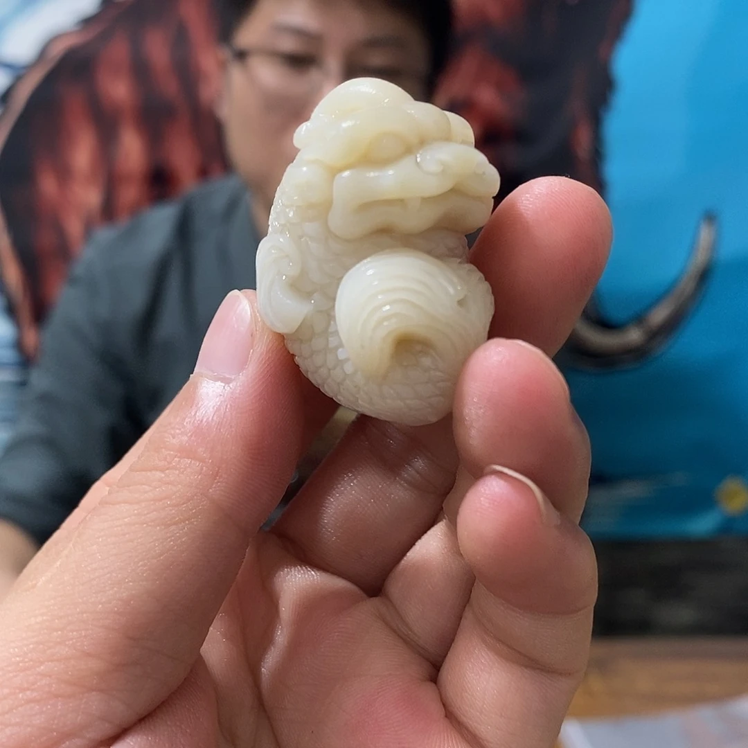 鹿骨其他白*【青花龙鱼立体雕】