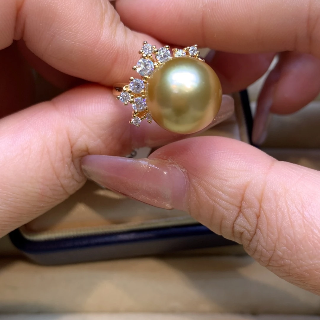 银S925镶嵌戒指海水珍珠