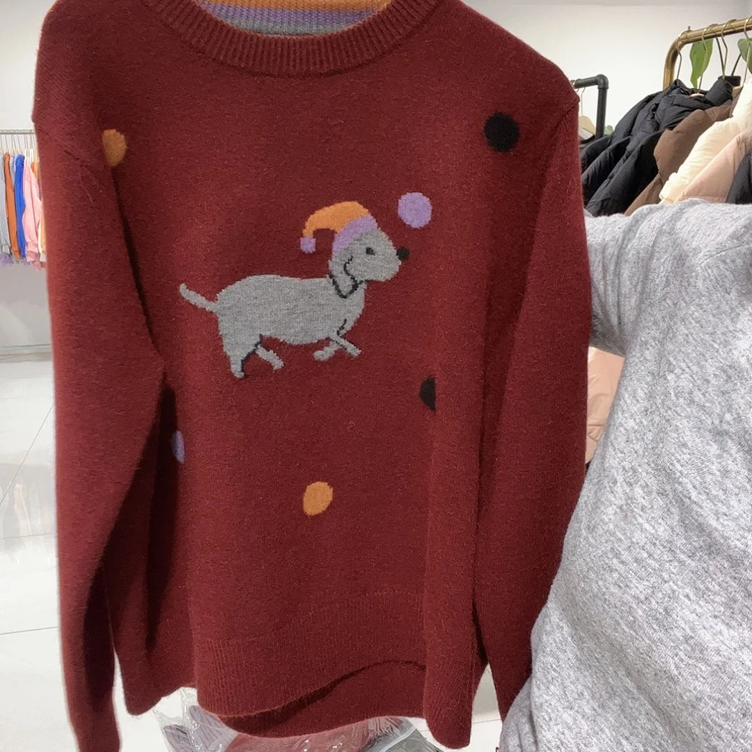 浪场小狗红色毛衣