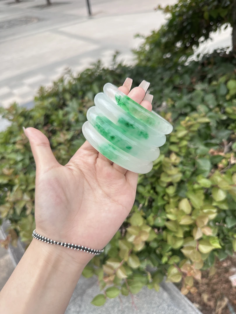 非金属珐琅手镯 小温专属 冰透胖圆一口翠手镯【高货冰冰翠】