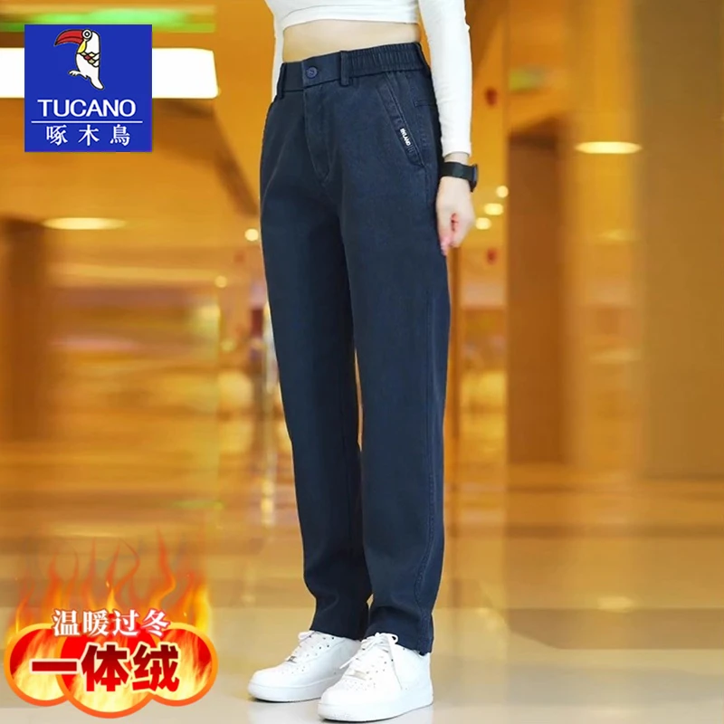 啄木鸟2025新款休闲裤男秋冬厚款直筒长裤中老年百搭通勤爆款加绒