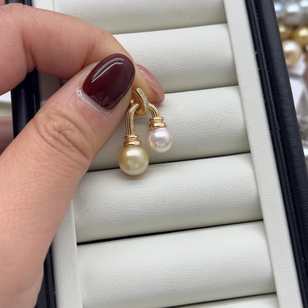 银S925镶嵌海水珍珠吊坠(不含链)