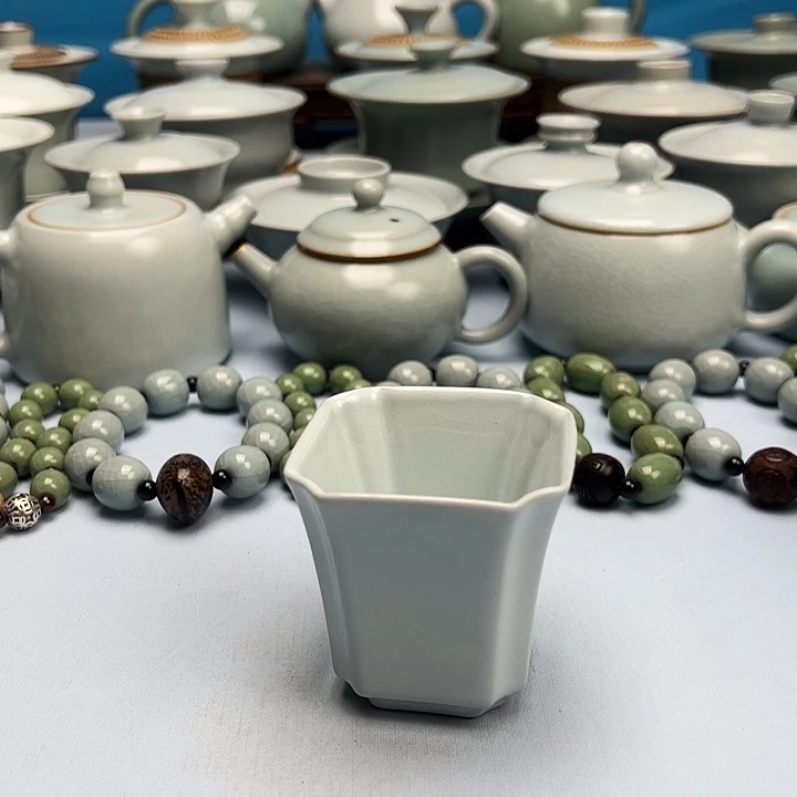 杯月白釉四方杯原矿原釉原产地