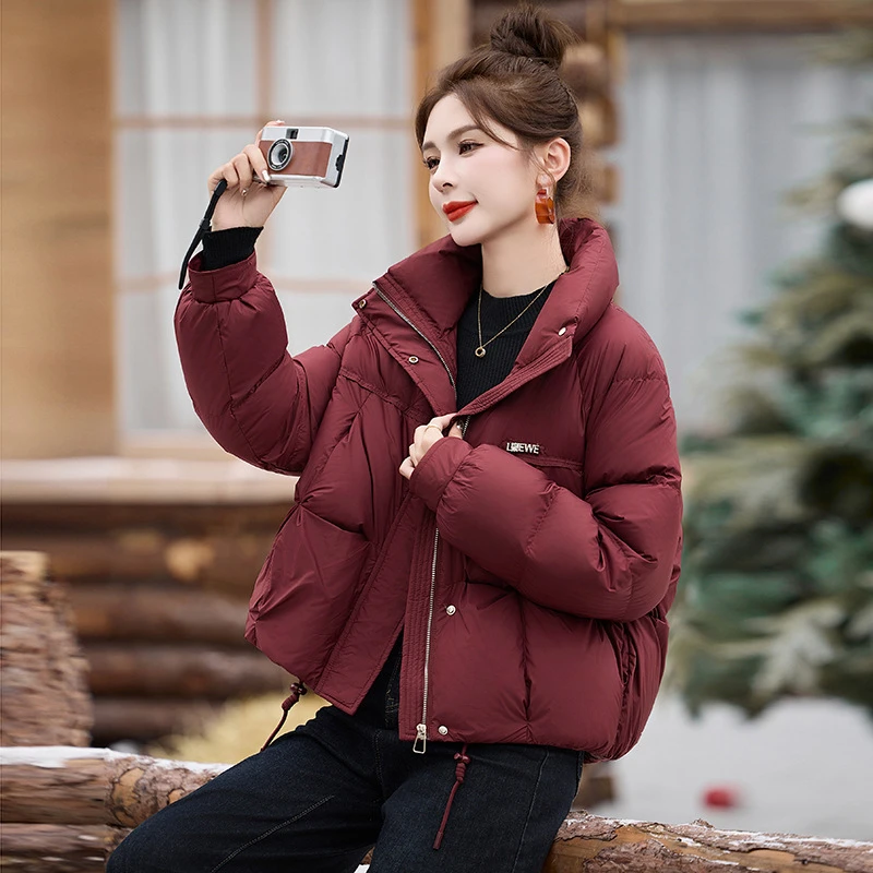 小个子短款羽绒服女冬季2025新款时尚洋气立领加厚保暖鸭绒面包服