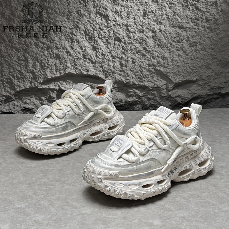 法莎尼亚脏脏老爹鞋男款轮胎底男鞋2025新款潮牌复古内增高休闲鞋