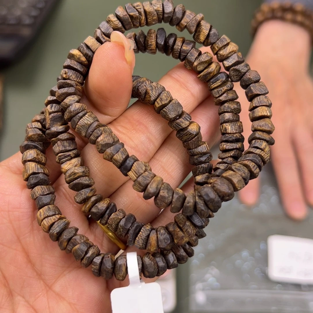 沉香手串透顶绿沉水包壳卡6/5g单圈多样性发一