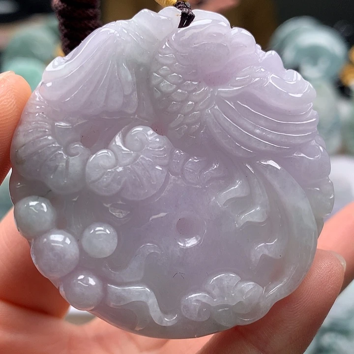 翡翠未镶嵌颈饰如意凤凰扣两面工艺福利