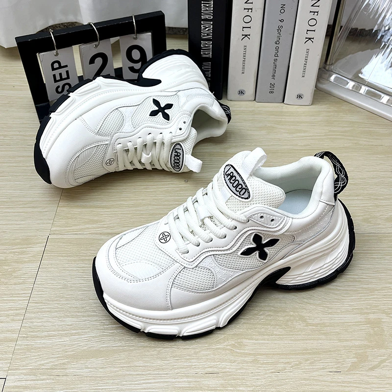 厚底老爹鞋女2025春秋新款网面透气单鞋小个子增高休闲百搭运动鞋