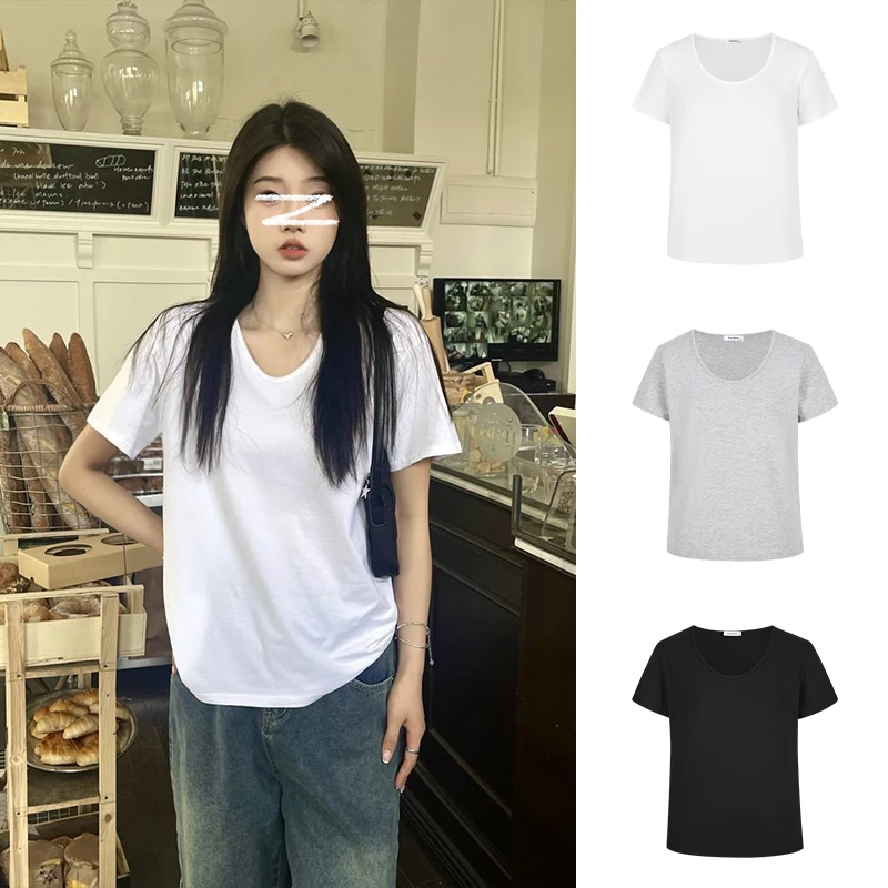 Moses Queen/魔西女王慵懒风宽松圆领短袖T恤显瘦基础款上衣