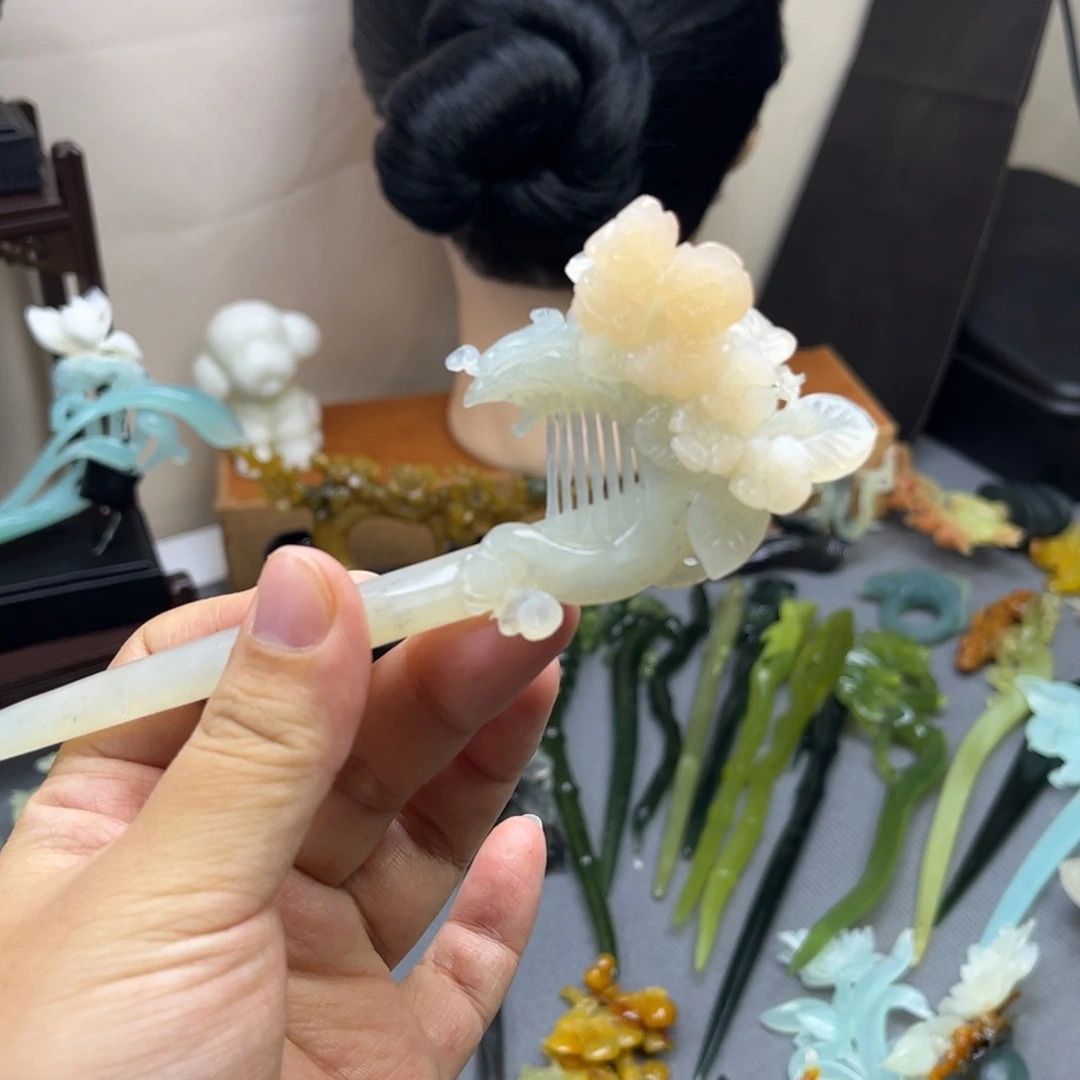 蛇纹石玉合金发饰