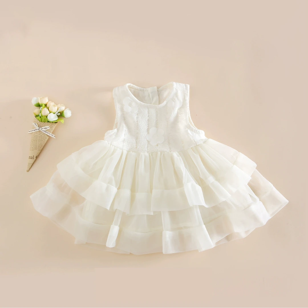 女童宝宝连衣裙夏季韩系拼接纱裙透气无袖公主裙公主纱裙白色
