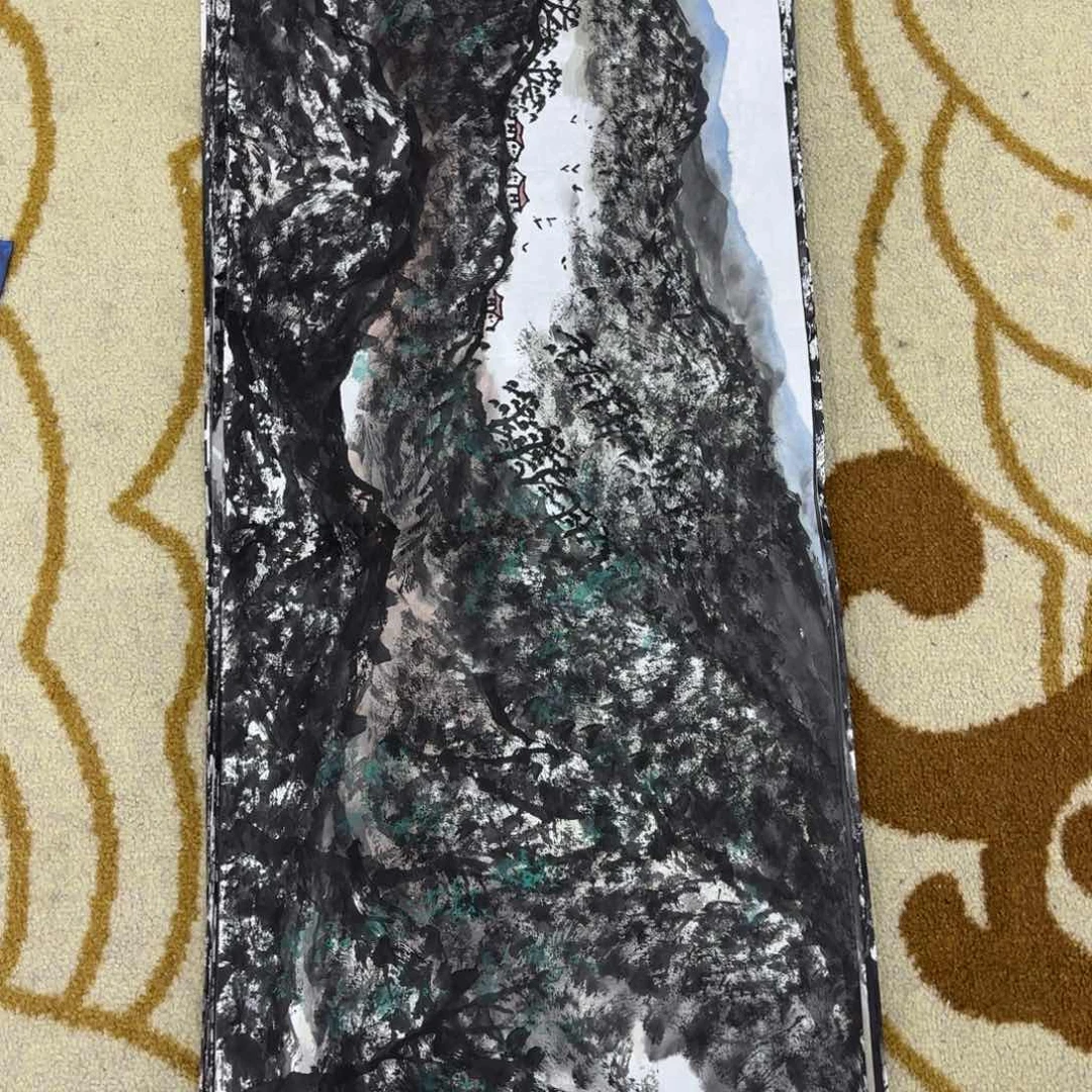 国画三尺对开100.25山水赵