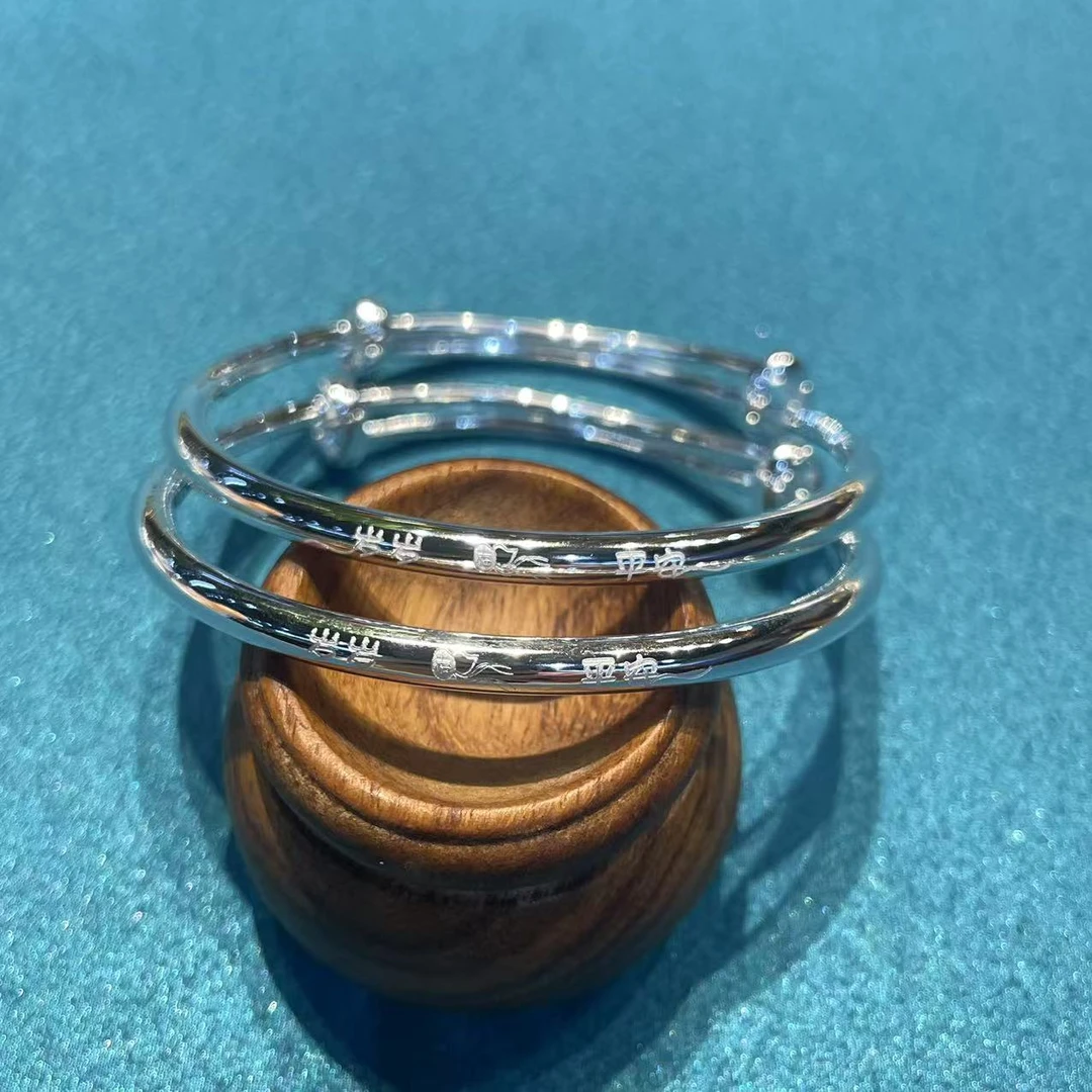 足银手镯 【三月同款】足银光面 大宝宝镯 岁岁平安  Y101