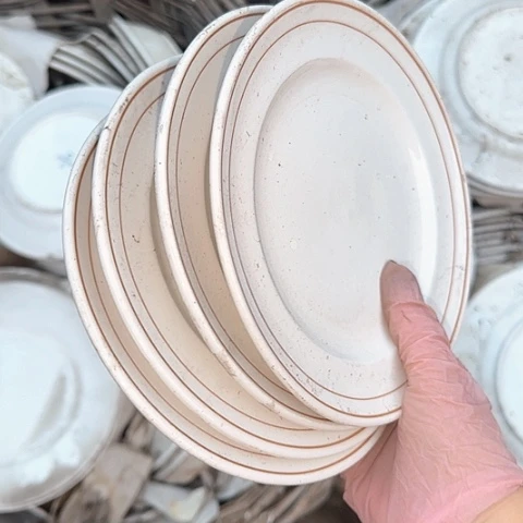 瓷片国营厂库存微瑕18.5厘米4个
